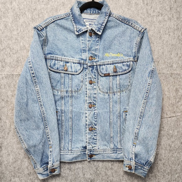 Vintage Lee Denim McDonalds Jean Jacket Mens Medium Blue Embroidered Cotton RARE - Picture 2 of 14